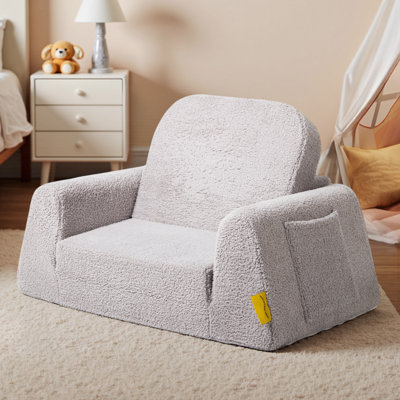 2 in 1 Kids Foam Sofa Chair with Sturdier Armrests, Folding Toddler Couch & Recliner Seat by Ebern Designs