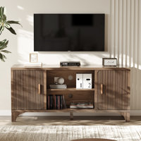 Mid Century Modern Tv Stands For Living Room, Boho Media Console For Bedroom, Tv Entertainment Center With Storage, Wood Television Cabinet by Lark Manor