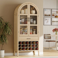 71" Tall Wine Bar Cabinet, Arched Storage Cabinets With Door, Bar Cabinet For Home Kitchen Living Dining Room
