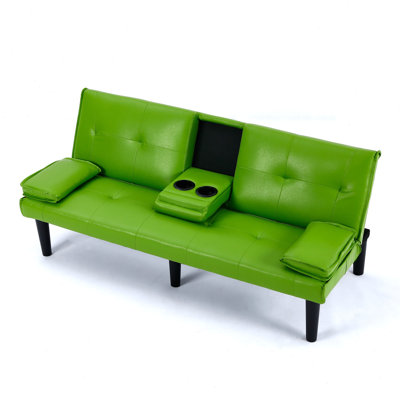 67-Inch PVC Multi-Functional Sleeper Sofa with Cup Holder & Foldable Design by Mercer41