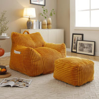Comfortable Corduroy Bean Bag Chair with Ottoman - Plush Foam Fill, Soft Seating for Your Living Room by Latitude Run