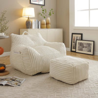 Comfortable Corduroy Bean Bag Chair with Ottoman - Plush Foam Fill, Soft Seating for Your Living Room by Latitude Run