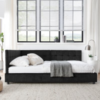 Corner Bed With Grid Design, Modern Space-Saving Daybed by Latitude Run