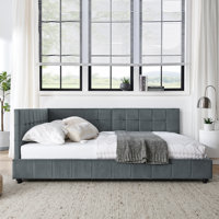 Corner Bed With Grid Design, Modern Space-Saving Daybed by Latitude Run