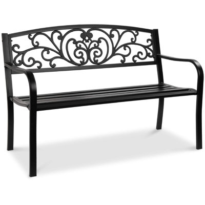 Patio Steel Bench Garden Outdoor for Lawn by World Menagerie