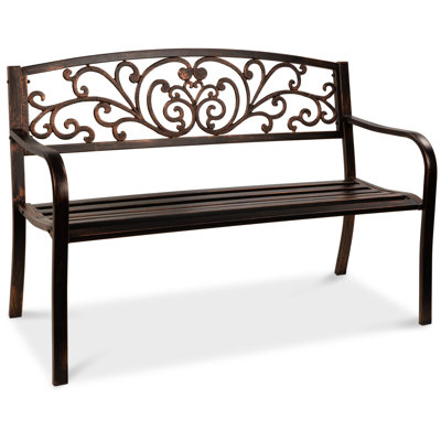 Patio Steel Bench Garden Outdoor for Lawn by World Menagerie