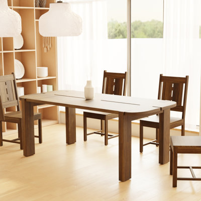 Solid Mango Wood 80″ × 37″ Rectangular Dining Table – Mocha Finish, 30.5 in. H, Slot-Detail Top, Easy 15-min Assembly – MOCHA Dining Table by Alcott Hill