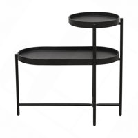 2-Tier Black Side Table With Storage Sofa Table For Living Room Metal Frame & Desk End Table by George Oliver