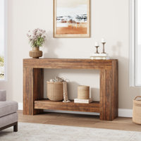 47.24 Inches Long Console Table for Entryway, 2-Tier Large Sofa Table with Storage, Wood Farmhouse Console Table for Living Room, Wooden Entrance Entr by Gracie Oaks