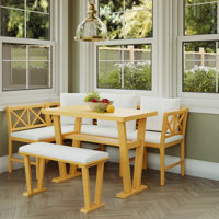Solid Wood Kitchen Nook Dining Room Breakfast Nook Table Set For 6 by Ophelia & Co.