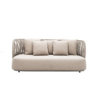 Outdoor Patio Furniture 3 Seater Sofas Rope Couch Outdoor Patio Aluminum Sofa with Cushions,Beige by Bayou Breeze