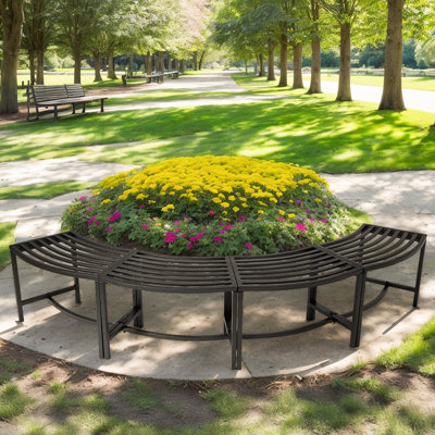 4Pcs 23-Inch Black Iron Arc-Shaped Benches by Ebern Designs