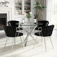 Elegant Round Glass Dining Table Set by Mercer41