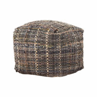 Koki Handcrafted Fabric Pouf, Khaki - Multicolor Braided Design with Eco-Friendly Materials and Durable Construction by Dakota Fields