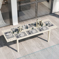 97.2"L Extendable Aluminum Outdoor Dining Table by Latitude Run