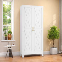 70.87"H Metal Large Tall Pantry Kitchen Food Storage Cabinet with 4 Adjustable Shelves by Gracie Oaks