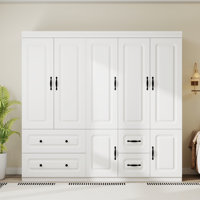 5-Door Armoire Wardrobe Closet with 4 drawers and Hanging Rod White by Latitude Run
