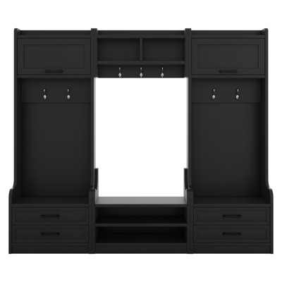 4-In-1 Detachable Hall Tree With Storage And 7 Hooks, Multiple Functions Hallway Coat Rack With Storage Drawers And Cabinet, Shoe Bench For Entryway H by Rosecliff Heights