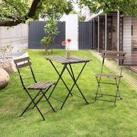 3 Pieces Bistro Set Outdoor Furniture Set Patio Bistro Set Fodable Table And Chairs With Steel Frames Weather-Resistant Wood Portable Design For Backy by 17 Stories
