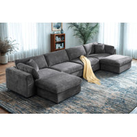 Luis Upholstered Wide Modular Sofa 4-seat With 2-ottoman by Latitude Run