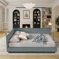 Modern Upholstered Daybed with Channel-Tufted Backrest, queen Size by Hokku Designs