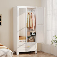 70.87"Tall Modern Metal Armoire Wardrobe Bedroom Clothing Storage With Mirror and One Drawer by Winston Porter