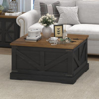Farmhouse Coffee Table with Hidden Storage Compartment,Square Coffee Table for Living Room, Wood Center Table with Hinged Lifting Tabletop for Home by Winston Porter