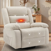 Recliner Chair With Heat And Massage,Oversized Recliner, 360°Swivel Manual Recliners For Living Room, Rocker Recliner With Side Pockets