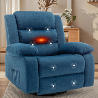 Recliner Chair With Heat And Massage,Oversized Recliner, 360°Swivel Manual Recliners For Living Room, Rocker Recliner With Side Pockets by Ebern Designs