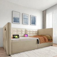 Upholstered Daybed With Hydraulic Storage And Usb & Type-c Charging by Mercer41