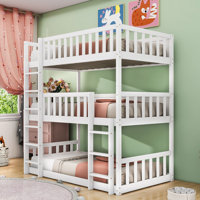 Space-Saving Twin Over Twin Over Twin Triple Bunk Bed With Detachable Feature by Harriet Bee