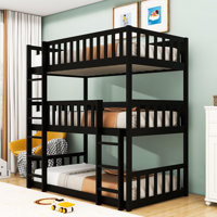 Space-Saving Twin Over Twin Over Twin Triple Bunk Bed With Detachable Feature by Harriet Bee