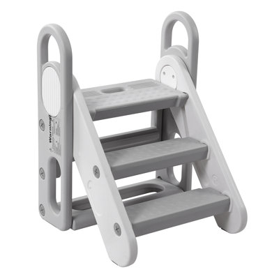 Foldable Toddler Step Stool for Kids, Adjustable 3 Steps Stool with Handles, Kids Step Stool for Bathroom Sink, Kitchen Counter, Toilet Potty Training by Ebern Designs