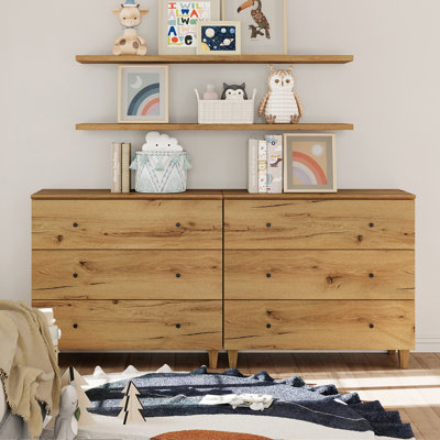 71"W Kids Dresser With 6 Drawers For Children