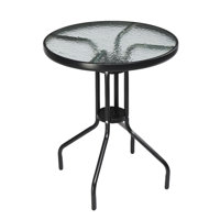 23.6In. Round Patio Bistro Table With Tempered Glass Top by Ebern Designs