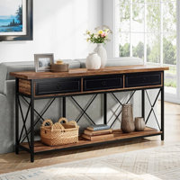 3-Drawer Console Table, 70.86" Sofa Table with Storage Shelf by Ophelia & Co.