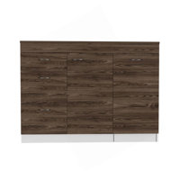 Laurel 3-Drawer L-Shaped Convertible Kitchen Island White And Dark Walnut by Latitude Run