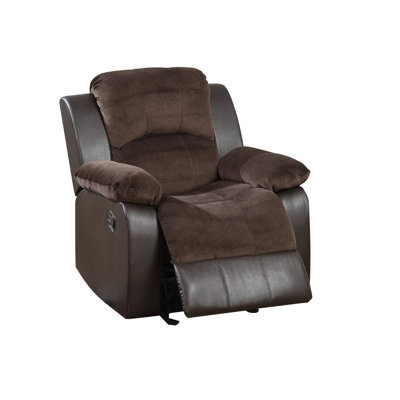 Motion Recliner Chair 1Pc Glider Rocker Recliner Living Room Furniture Chocolate Padded Suede Living Room