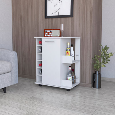 Woodland Bar Cart With Casters, Wine Rack And Open Shelf by Ebern Designs