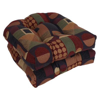 19-Inch Rounded Back Jacquard Chenille Chair Cushion by Winston Porter