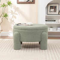 Upholstered Round Storage Ottoman by Ebern Designs
