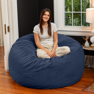 5 Foot Saxx - Large Round Bean Bag Chair For Adults - Lush Velvet Green by Trule
