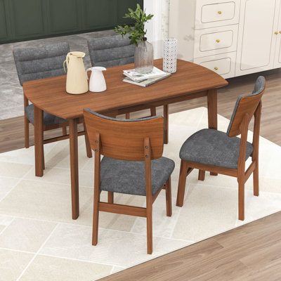 5-Piece Modern Dining Set with Farmhouse Table with 4 Upholstered Chairs for Dining Room by George Oliver