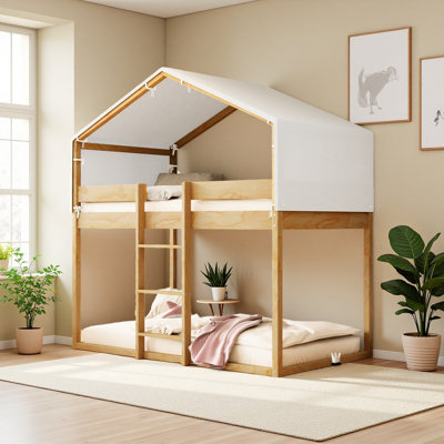 Twin Over Twin Wood Bunk Bed With Tent by Harper Orchard