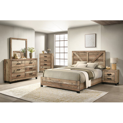 5 Piece Bedroom Set in Weathered Brown Pine by Gracie Oaks