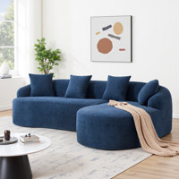L-shape Sectional Sofa With Curved Chaise Modular Chenille Couch For Living Room by Latitude Run