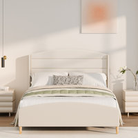 Bed Frame With Headboard,upholstered Bed Frame With Footborad, Velvet Platform Bed With Wingback Headboard