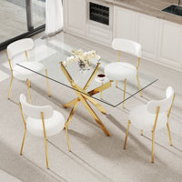 Rectangle Glass Pedestal Dining Set by Mercer41