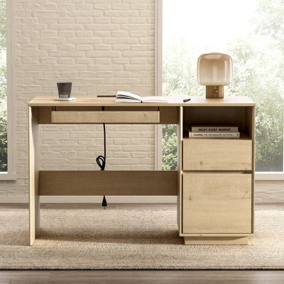 47" Farmhouse Office Desk W/ Power Outlet & Storage by Ebern Designs
