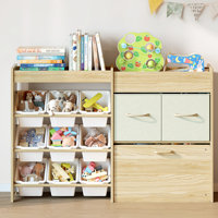 Solid Pine Wood Toy Organizer - Toy Organizers And Storage, Toy Storage With Bins And Drawers, Toy Storage Organizer For Kids Room, Playroom, Nursery by Isabelle & Max
